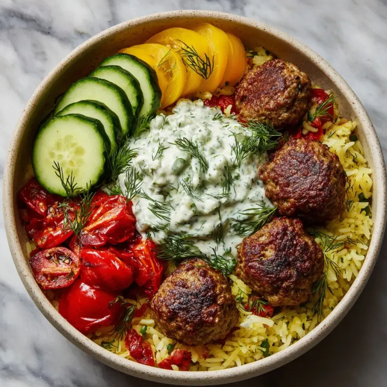 Mediterranean Bowl with Ground Turkey Meatballs Recipe