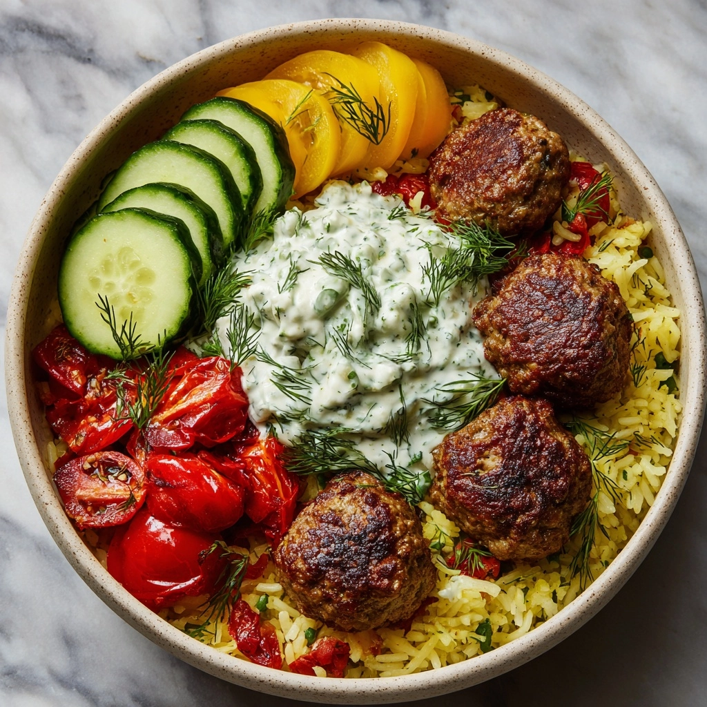 Mediterranean Bowl with Ground Turkey Meatballs Recipe - Recipe Image