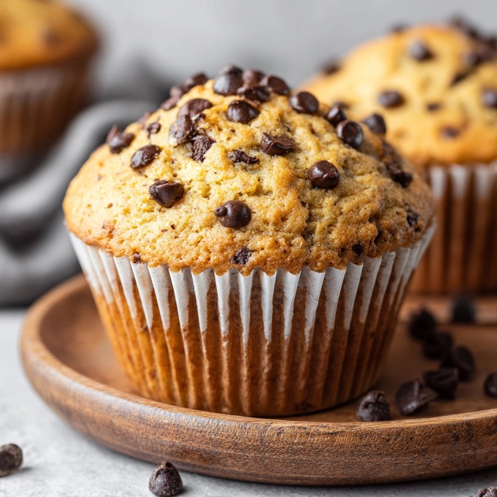 Greek Yogurt Peanut Butter Muffins with Chocolate Chips Recipe - Recipe Image