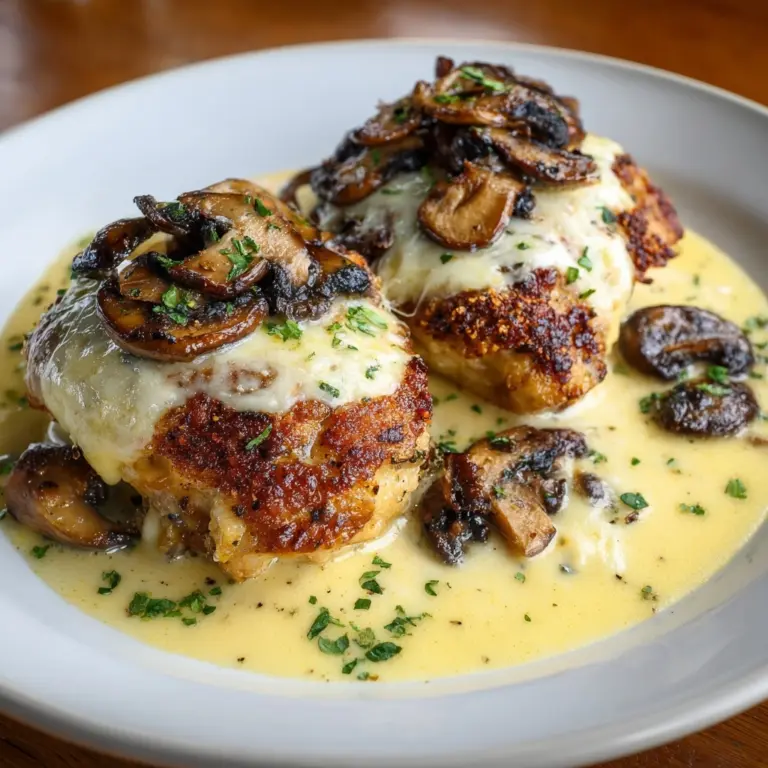 Cheesy Garlic Butter Mushroom Stuffed Chicken Recipe
