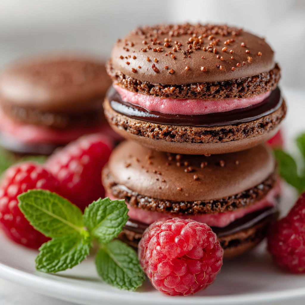 Dark Chocolate Raspberry Macarons: A Decadent Treat for Every Occasion Recipe - Recipe Image