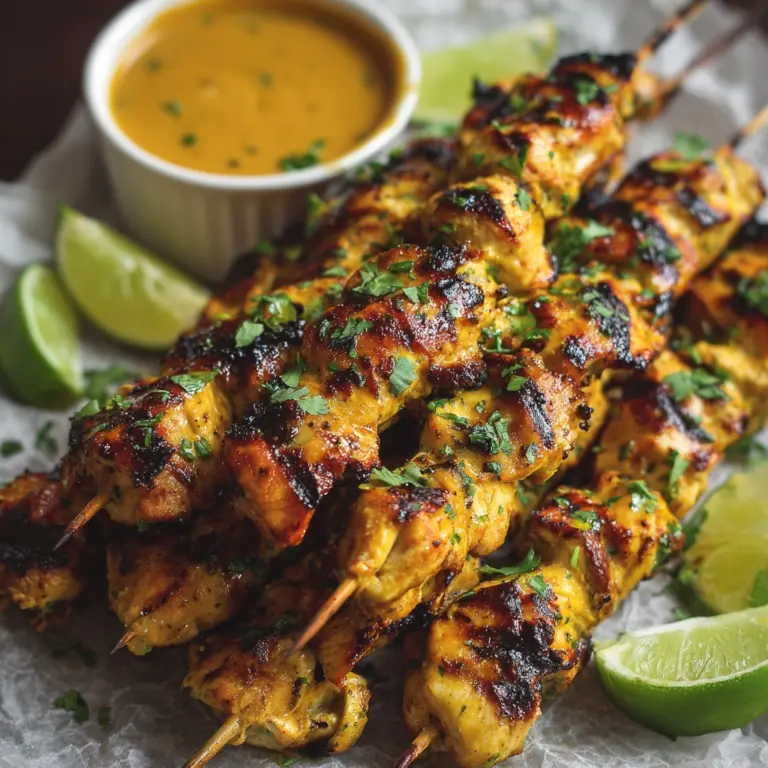 Thai Grilled Chicken Skewers with Coconut Peanut Sauce Recipe