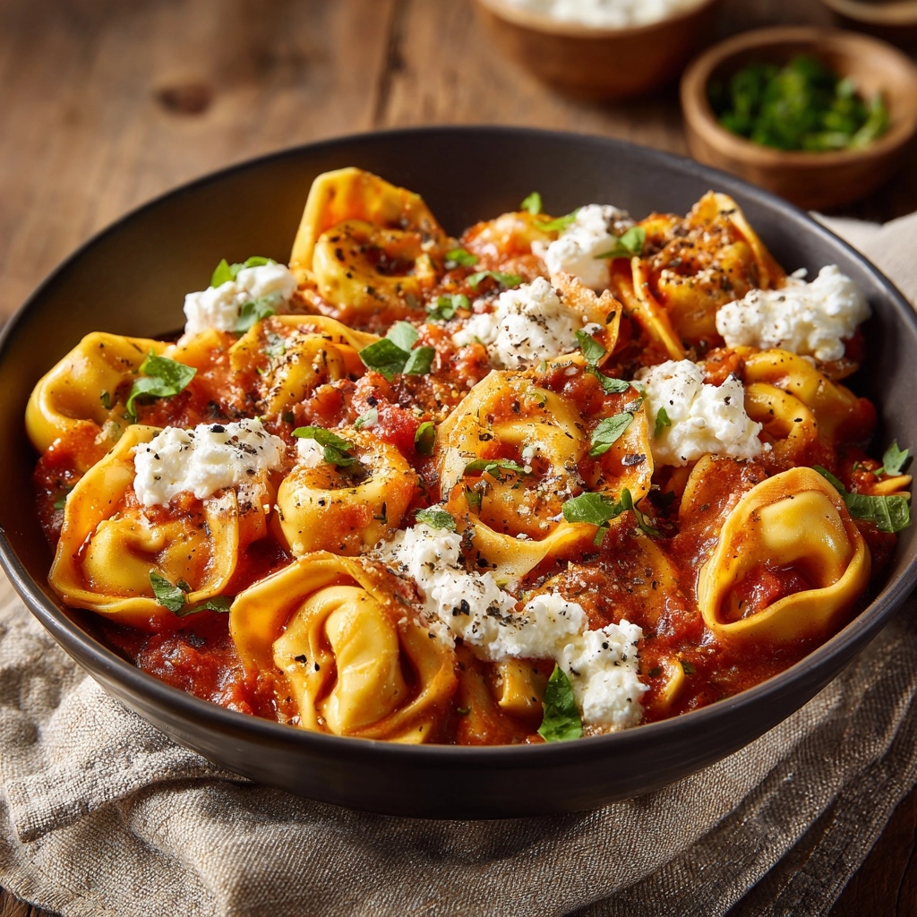 Tortellini with Roasted Red Pepper Sauce Recipe - Recipe Image