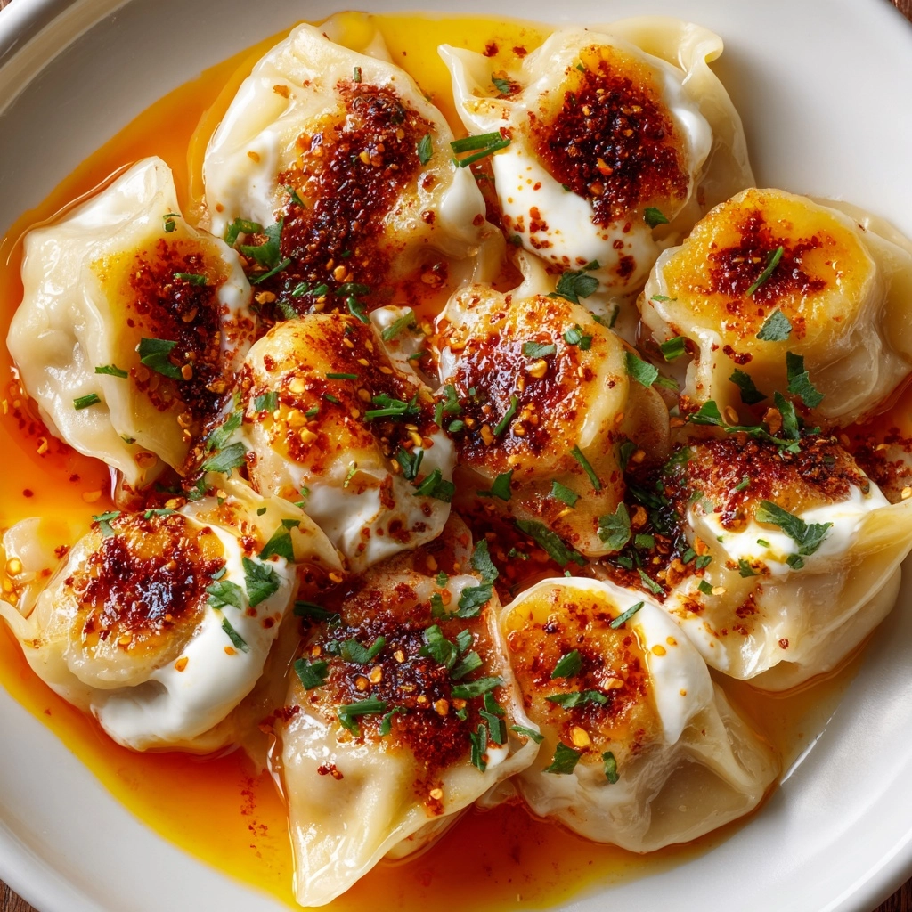 Turkish Dumplings with Garlicky Yogurt and Spiced Oil Recipe - Recipe Image