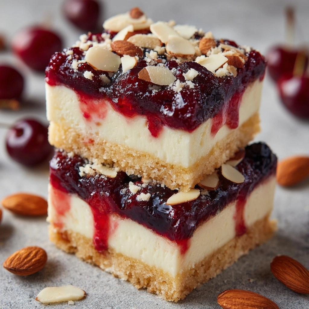 Cherry Almond Cheesecake Bars Recipe - Recipe Image