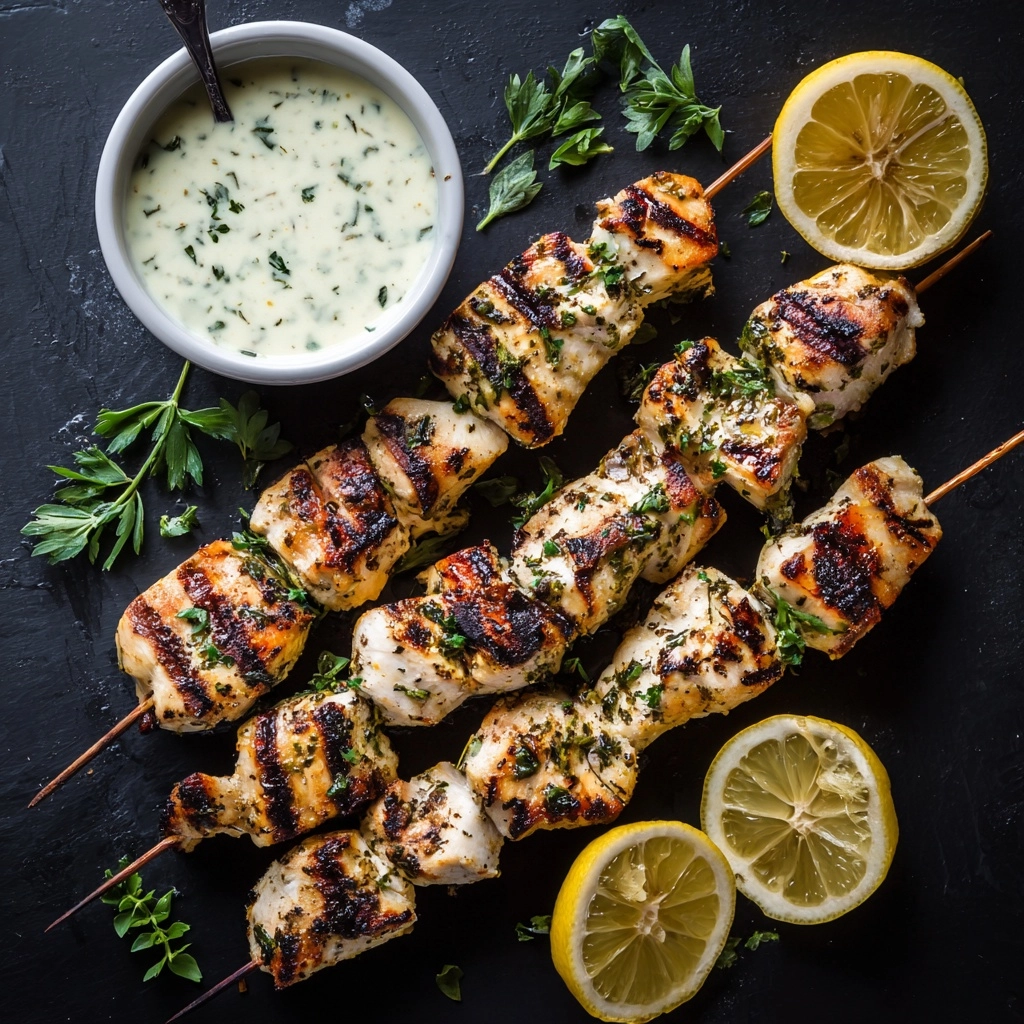 Greek Lemon Chicken Skewers with Tzatziki Sauce Recipe - Recipe Image