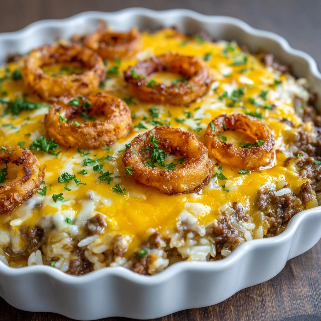 French Onion Ground Beef and Rice Casserole Recipe - Recipe Image
