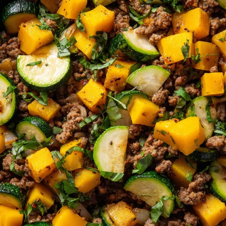 Ground Beef Skillet with Sweet Potatoes & Zucchini Recipe