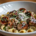 Garlic Butter Sausage Bites with Creamy Parmesan Pasta Recipe