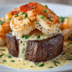 Filet Mignon with Shrimp and Lobster Cream Sauce Recipe