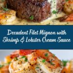 Filet Mignon with Shrimp and Lobster Cream Sauce Recipe