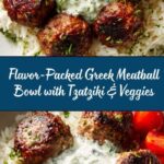 Greek Meatball Bowl with Tzatziki, Rice & Fresh Veggies Recipe