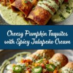 Cheesy Pumpkin Taquitos with Roasted Jalapeño Pepita Crema Recipe