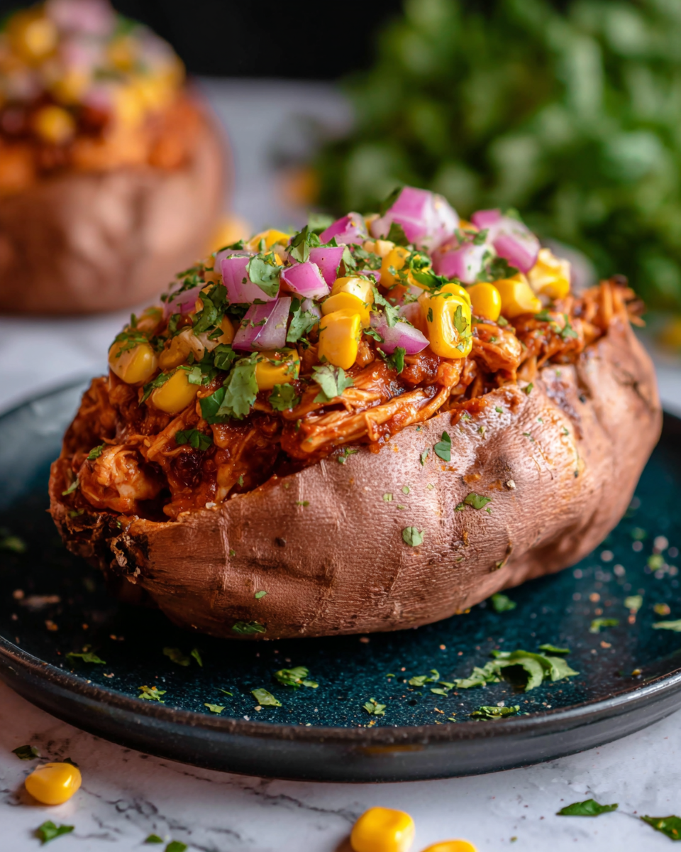 BBQ Chicken Stuffed Sweet Potatoes Recipe - Recipe Image
