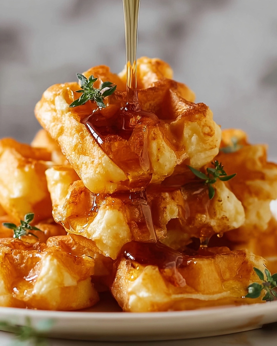 Cornbread Waffle Bites with Smoked Gouda and Honey Recipe - Recipe Image