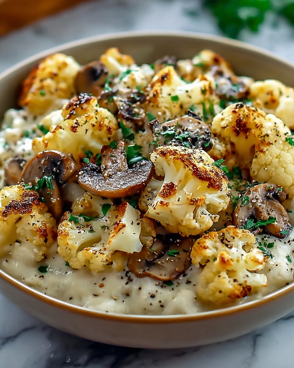 Garlic Mushrooms Cauliflower Skillet Recipe - Recipe Image