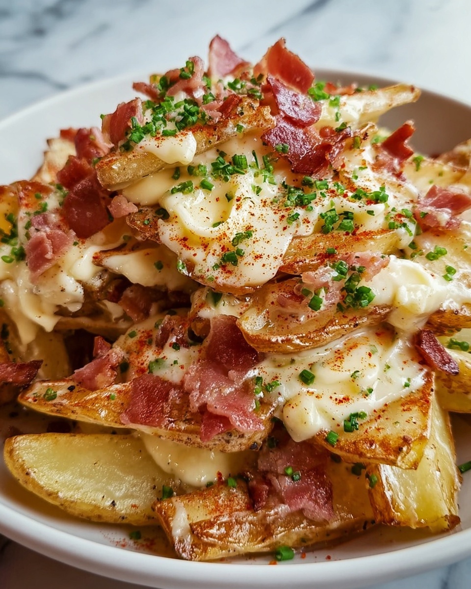 Loaded Crispy Potato Chips with Cheese, Bacon, and Green Onions Recipe - Recipe Image