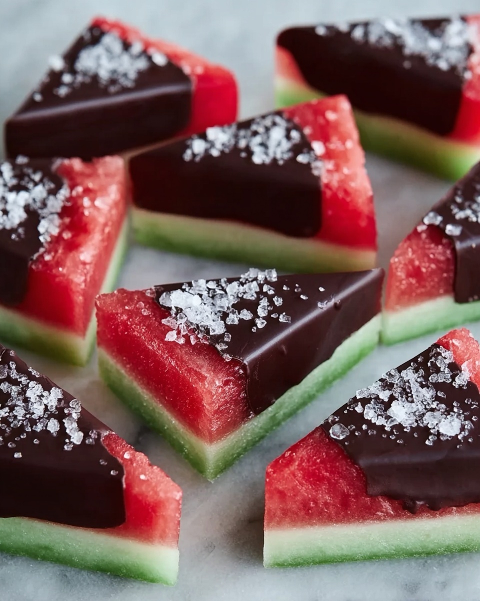 Sea Salt Dark Chocolate Watermelon Slices Recipe - Recipe Image