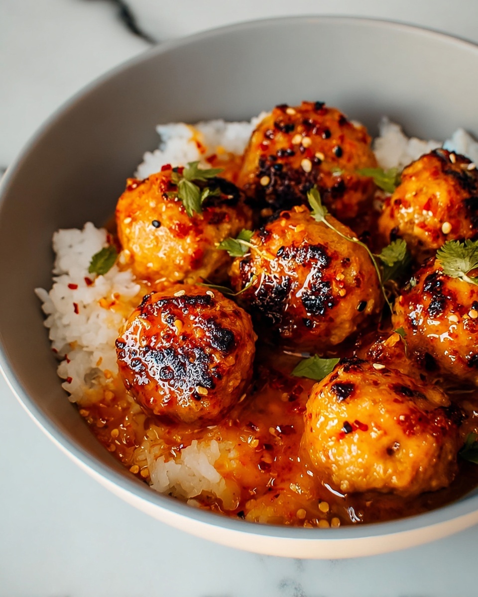 Creamy Coconut Gochujang Chicken Meatballs Recipe - Recipe Image