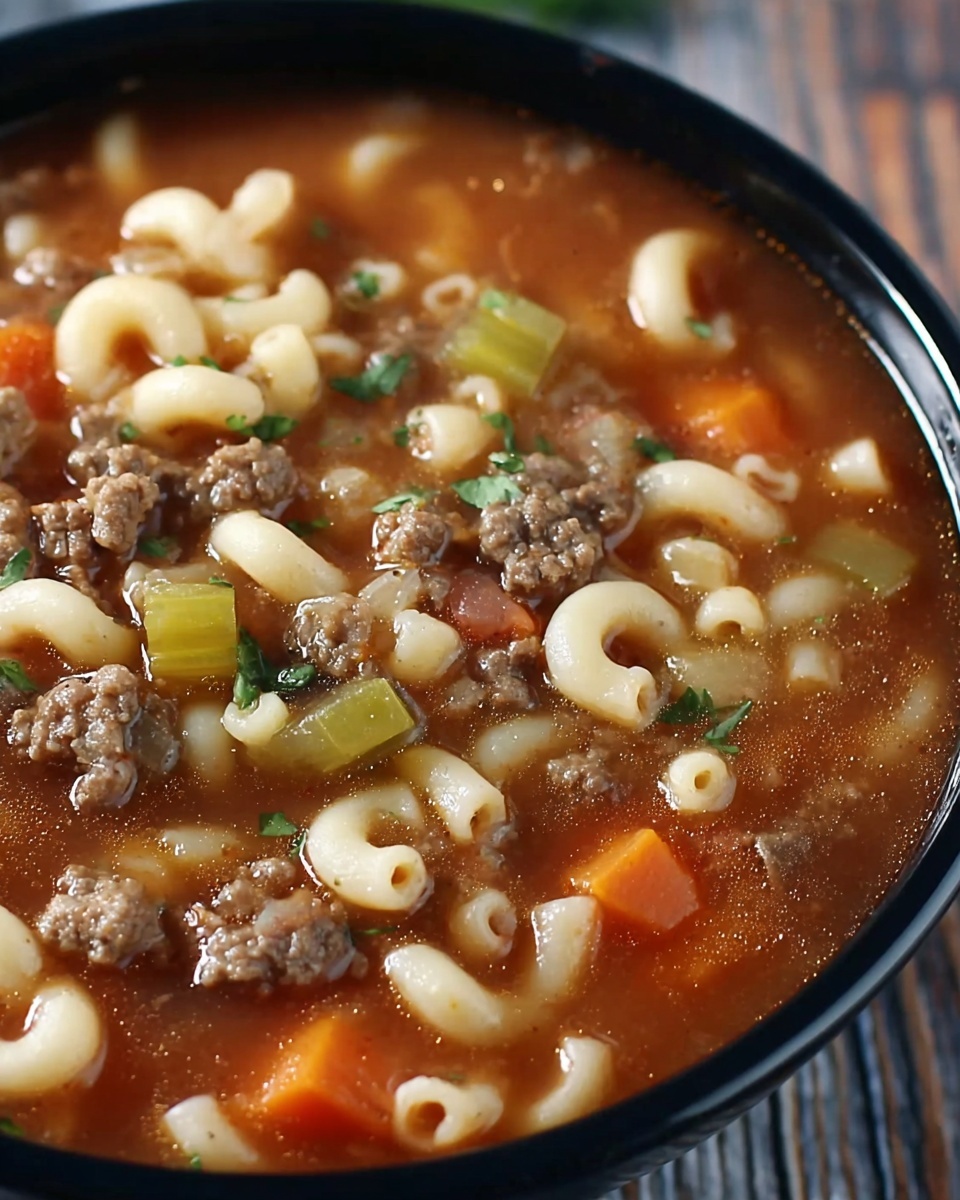 Beef and Macaroni Soup Recipe - Recipe Image