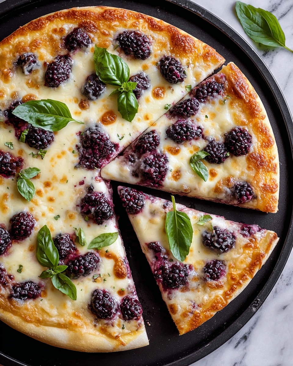 Blackberry Basil Pizza with Goat Cheese and Balsamic Glaze Recipe - Recipe Image