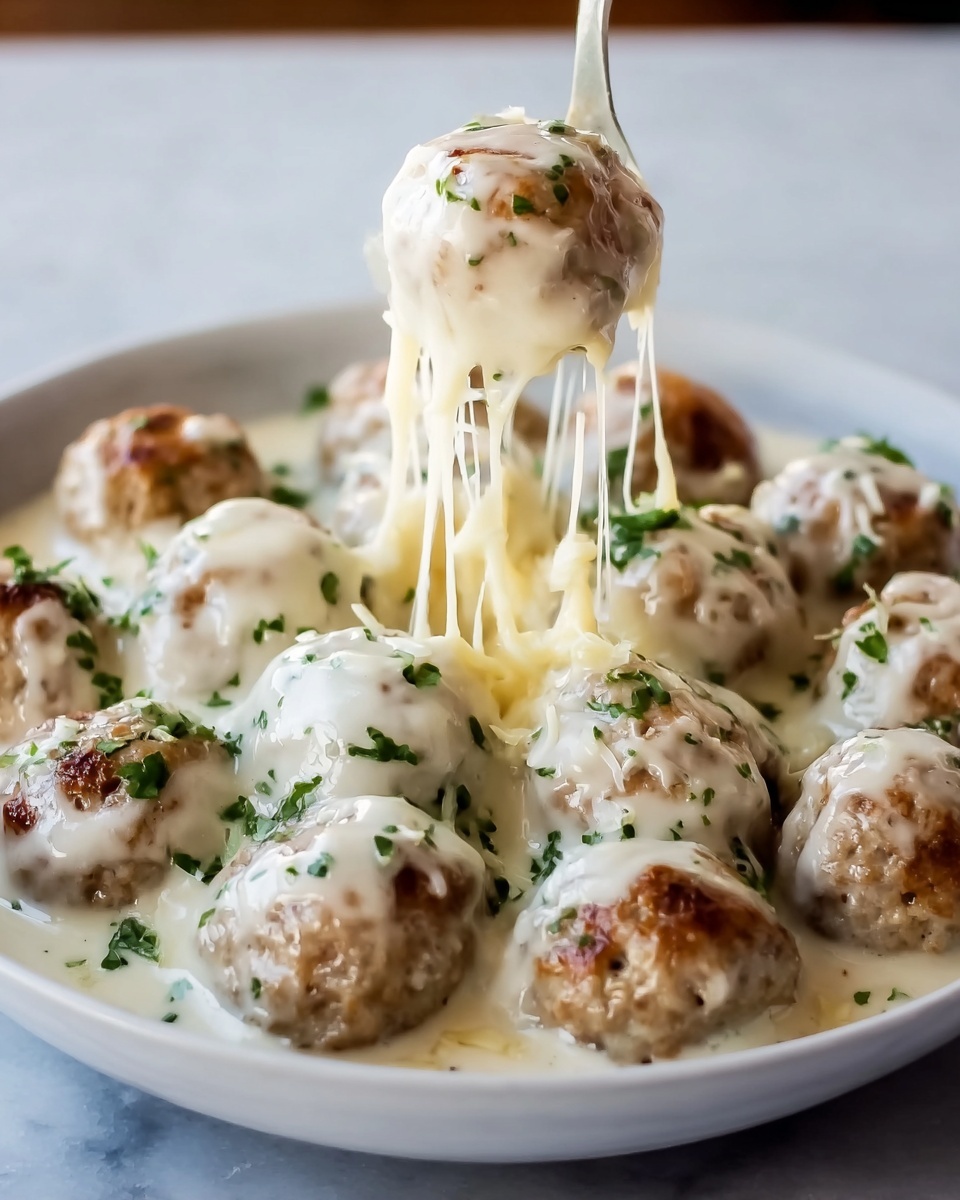 Creamy Chicken Alfredo Meatballs Recipe - Recipe Image