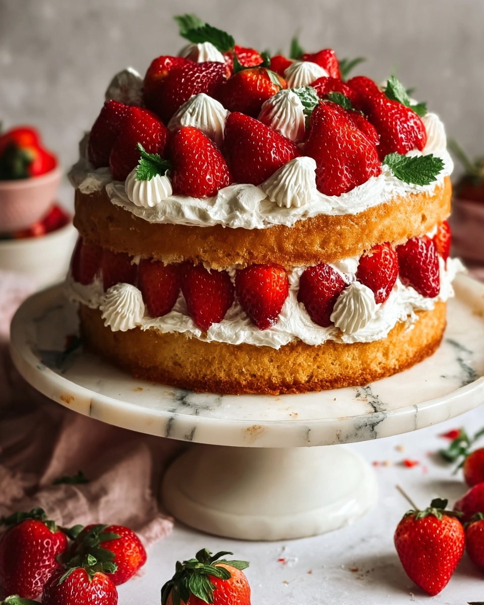 Strawberry & Cream Layer Cake Recipe - Recipe Image