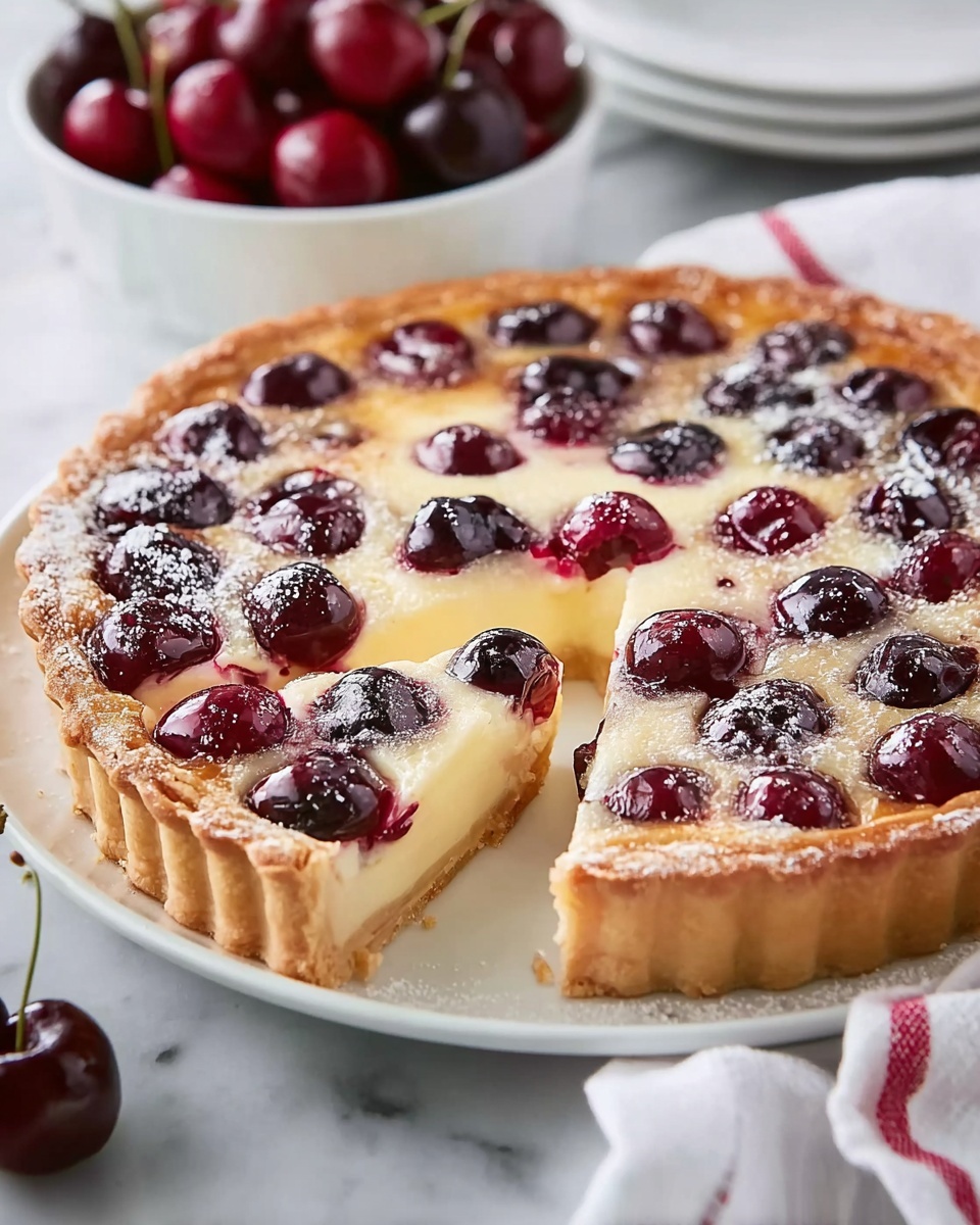 German Cherry Custard Pie Recipe - Recipe Image