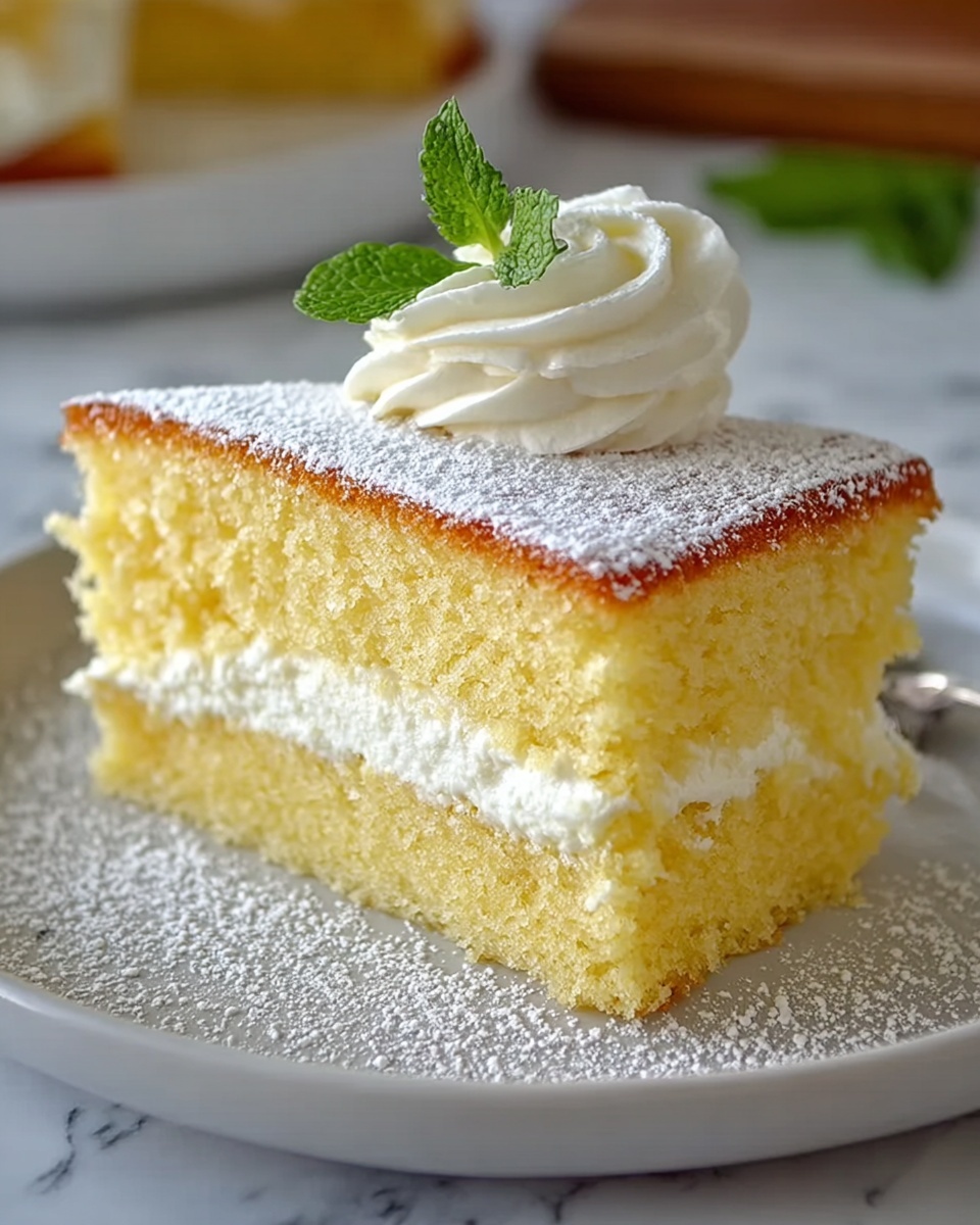 Lemon Custard Cloud Cake – Soft Layers & Silky Filling Recipe - Recipe Image