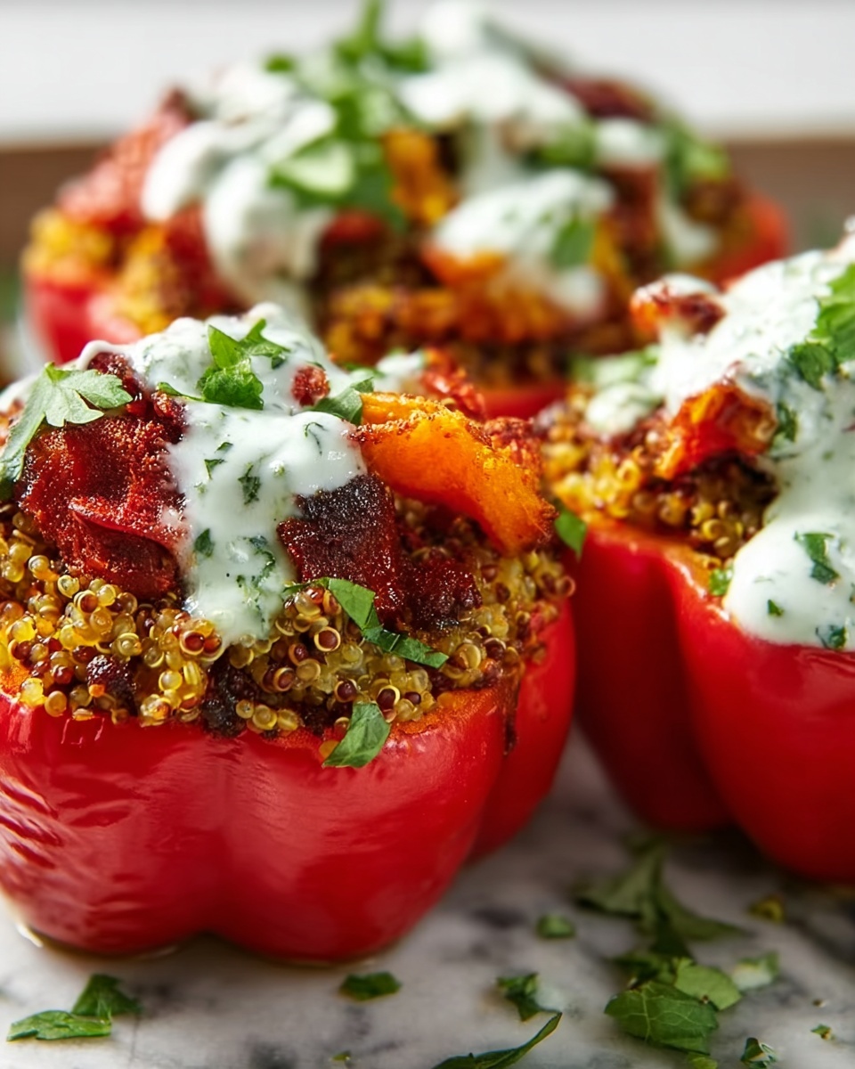 Greek Stuffed Peppers with Tzatziki Sauce Recipe - Recipe Image