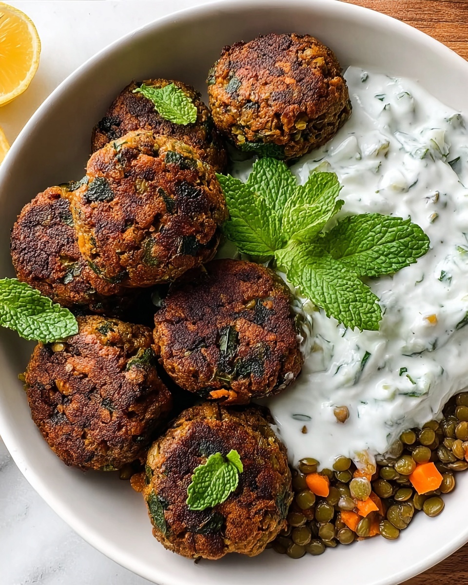 Baked Greek Lentil Meatballs with Tzatziki Recipe - Recipe Image