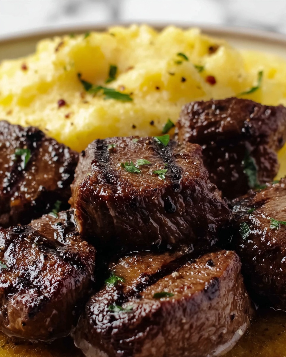 Garlic Butter Steak Bites with Creamy Mashed Potatoes Recipe - Recipe Image