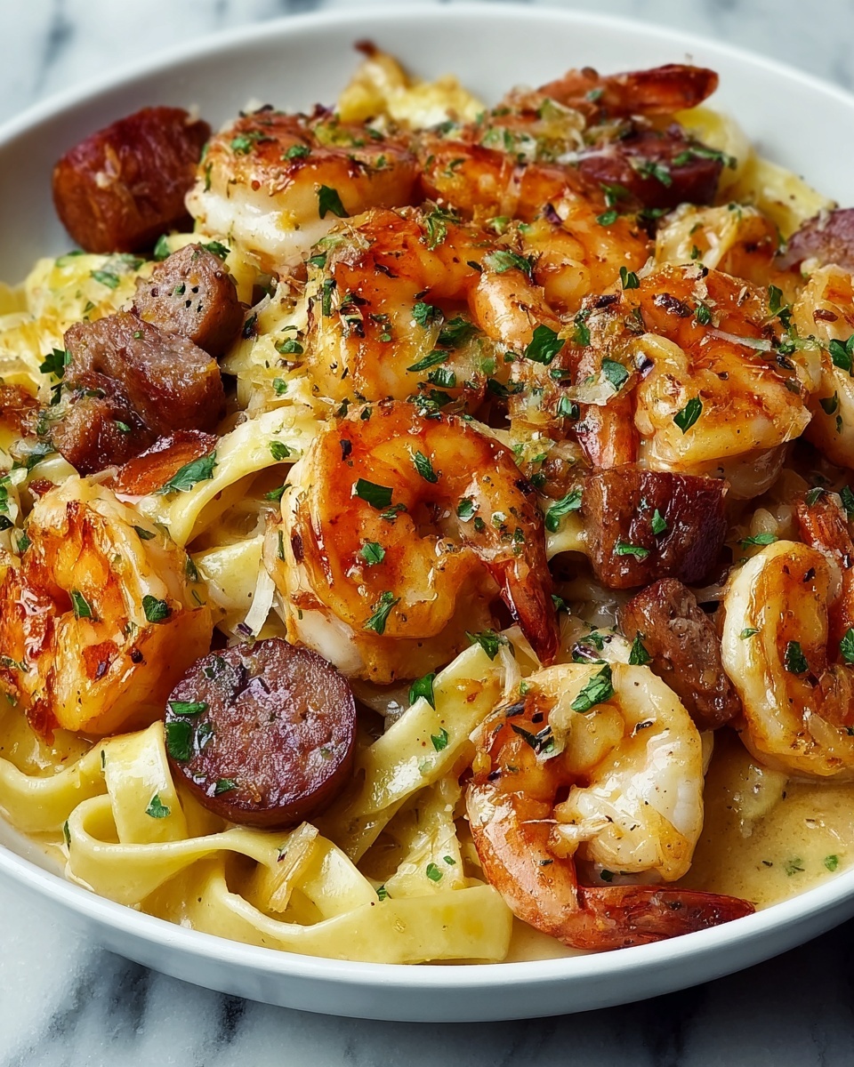 Creamy Cajun Shrimp Pasta with Sausage Recipe - Recipe Image