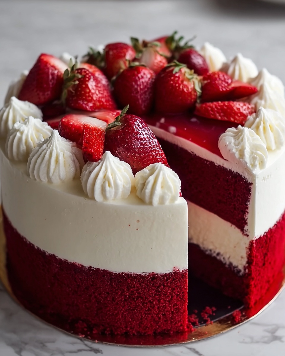 Red Velvet Strawberry Cheesecake Recipe - Recipe Image