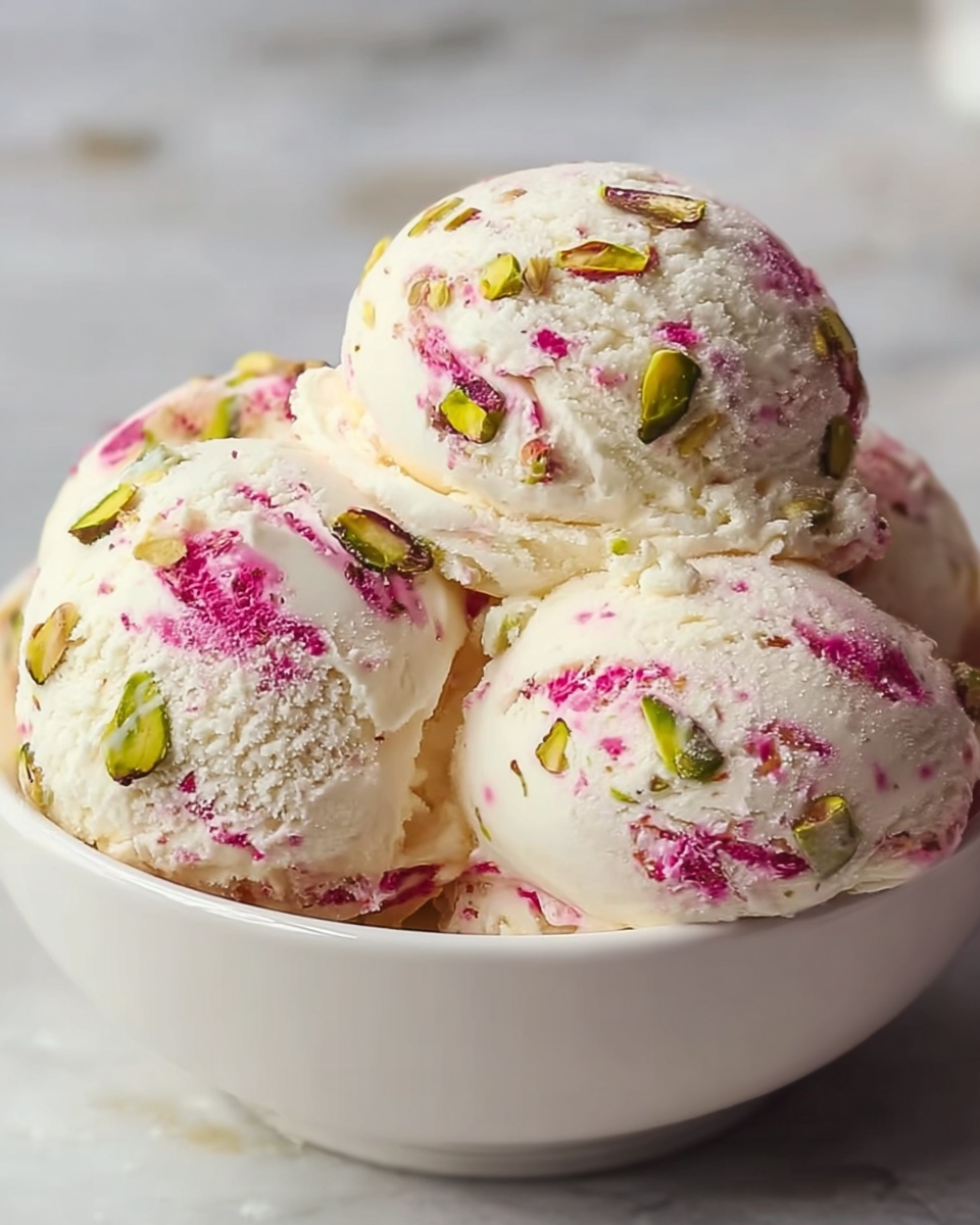 Rose Pistachio Cheesecake Ice Cream Recipe - Recipe Image