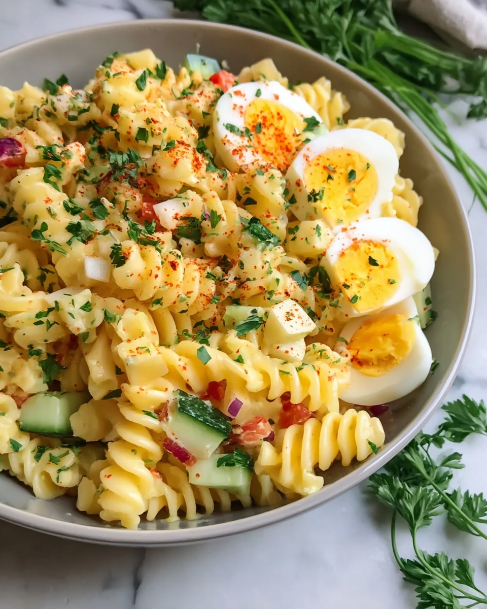 Deviled Egg Pasta Salad Recipe - Recipe Image