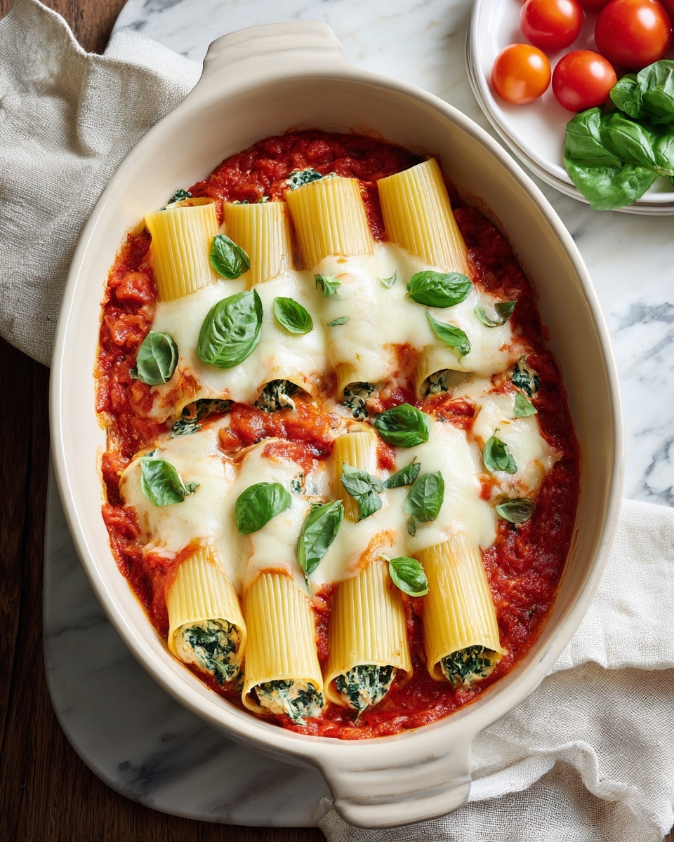 Spinach and Ricotta Stuffed Manicotti Recipe - Recipe Image