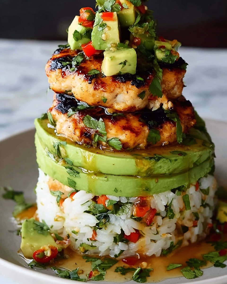 Honey Lime Chicken & Avocado Rice Stack Recipe - Recipe Image