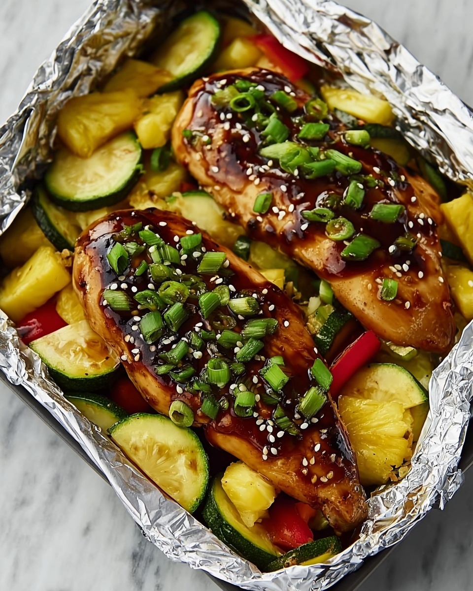 Teriyaki Chicken and Pineapple Foil Packets Recipe - Recipe Image