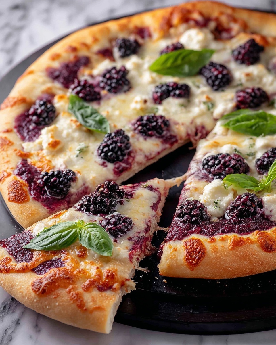 Blackberry Basil Pizza with Goat Cheese and Balsamic Glaze Recipe - Recipe Image