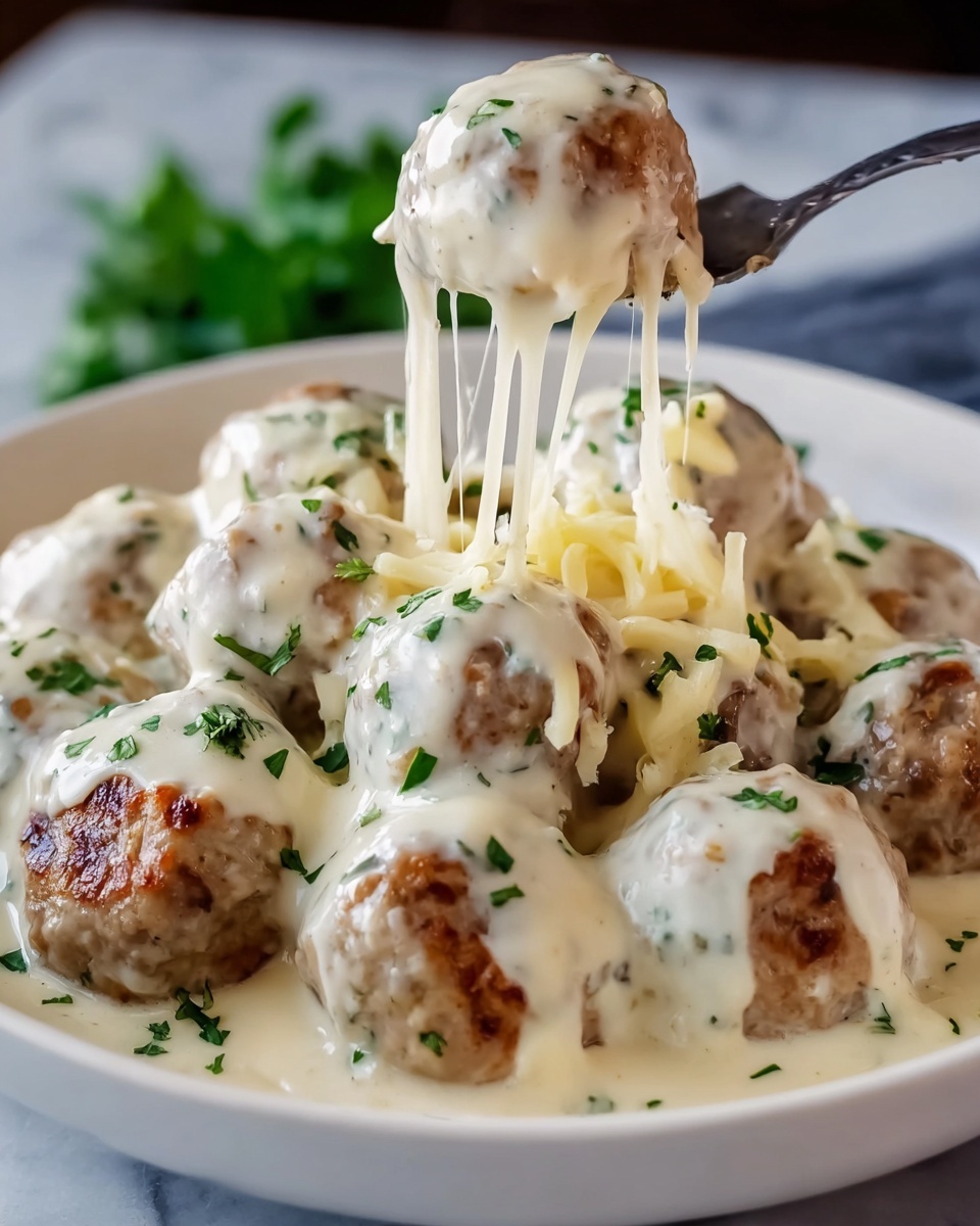 Creamy Chicken Alfredo Meatballs Recipe - Recipe Image