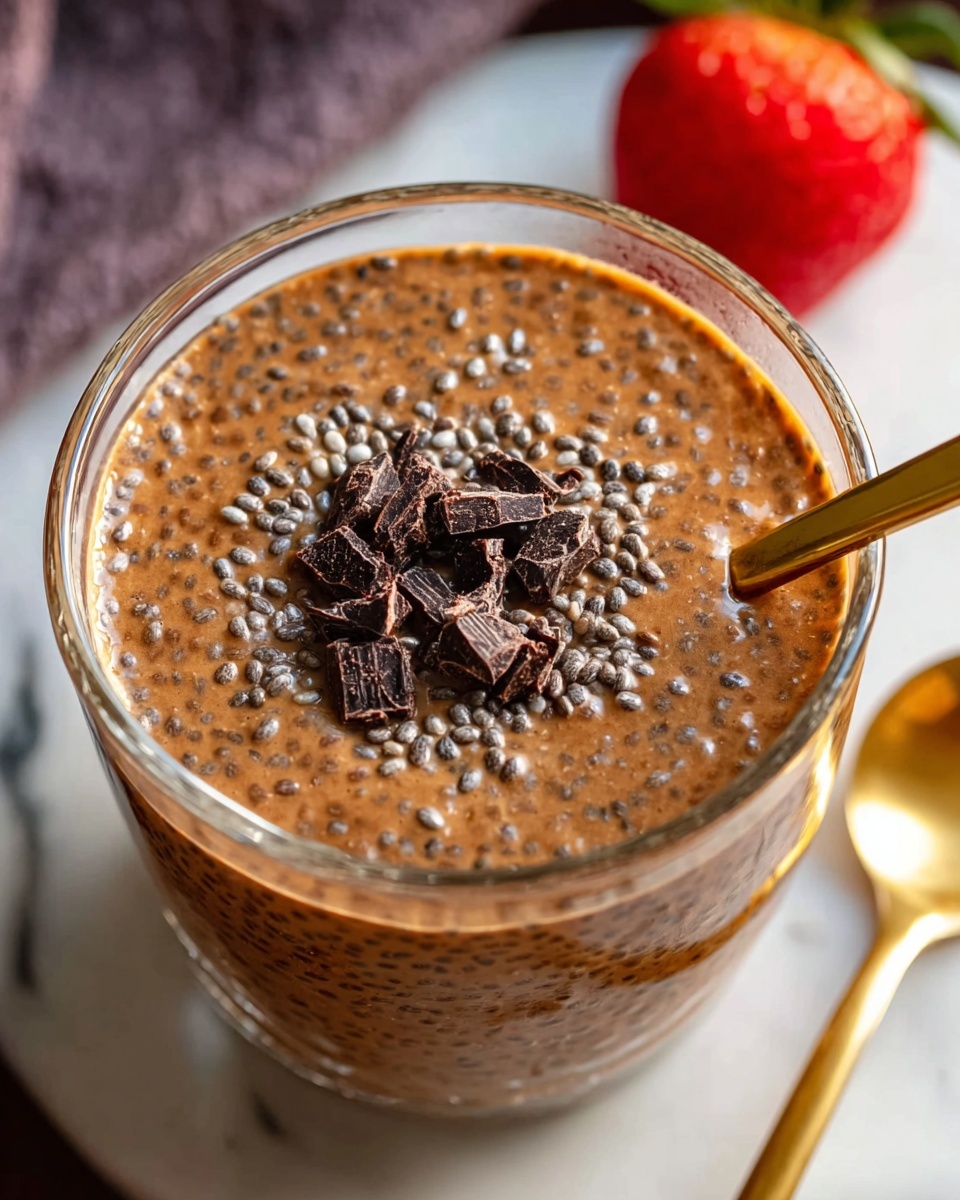 Chocolate Chia Pudding with Strawberries, Cacao Nibs, and Peanut Butter Recipe - Recipe Image