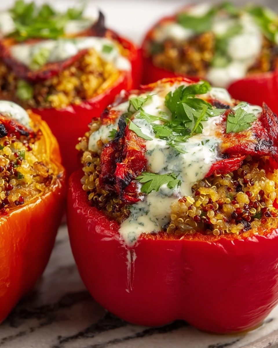 Greek Stuffed Peppers with Tzatziki Sauce Recipe - Recipe Image
