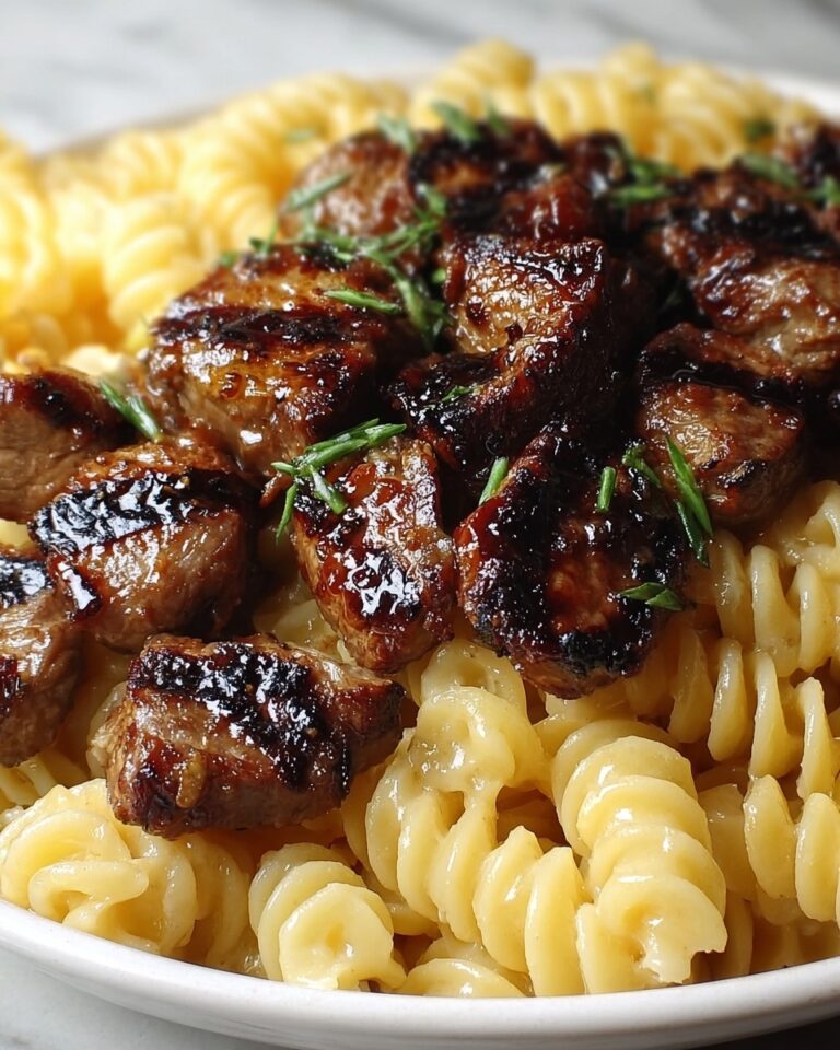 Garlic Butter Steak Bites with Smoky Chipotle Cream Cheese Pasta Recipe