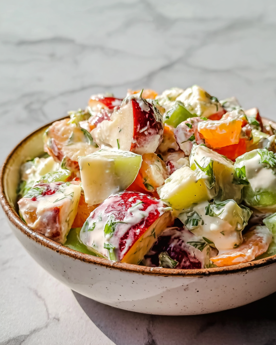 Crunchy Apple Salad with Nuts, Cranberries, and Greek Yogurt Recipe - Recipe Image