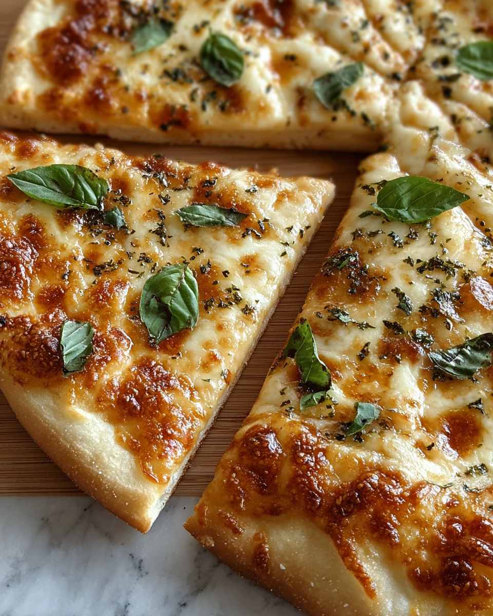 Cheesy Basil & Garlic Pizza Recipe - Recipe Image
