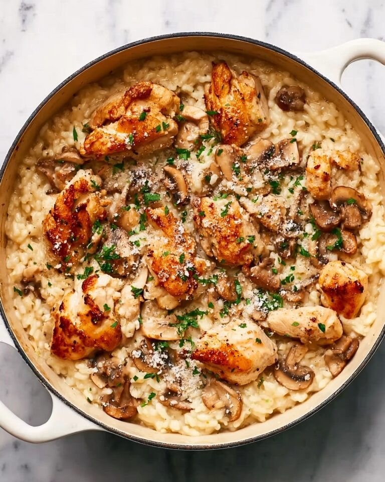 One Pot Creamy Parmesan Chicken with Mushroom Rice Recipe