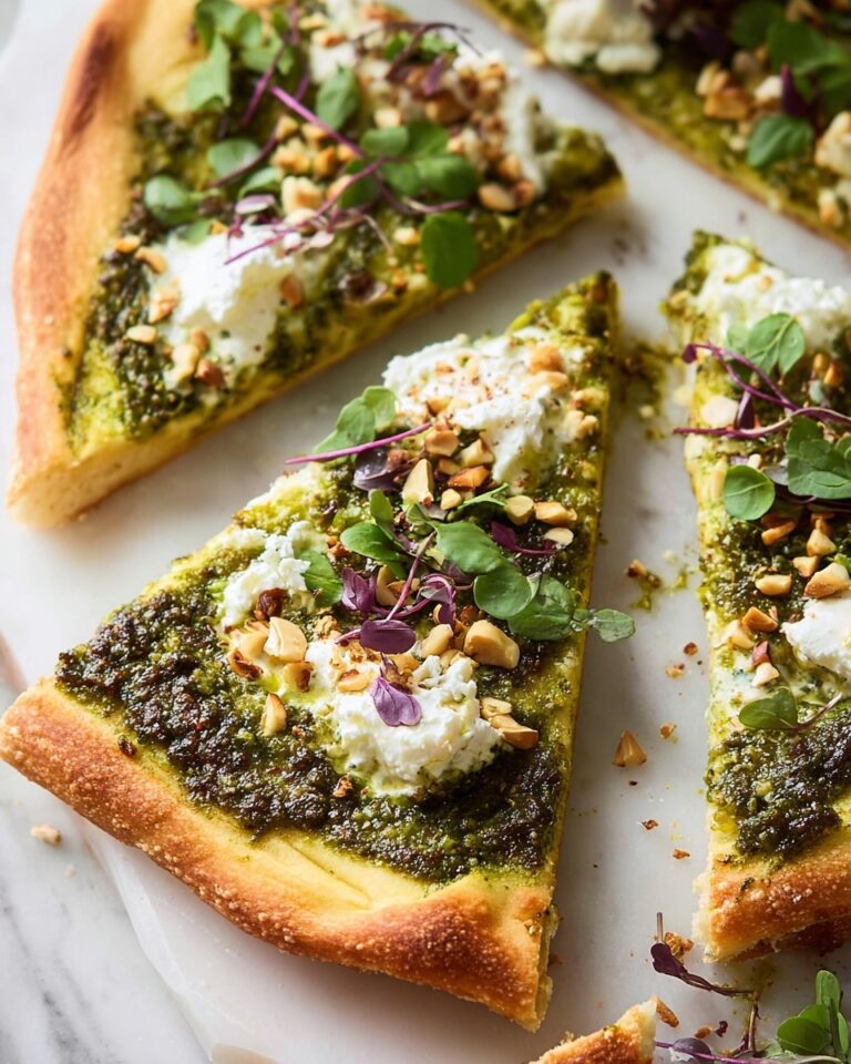 Pistachio Pesto Pizza with Asparagus, Peas, and Microgreens Recipe