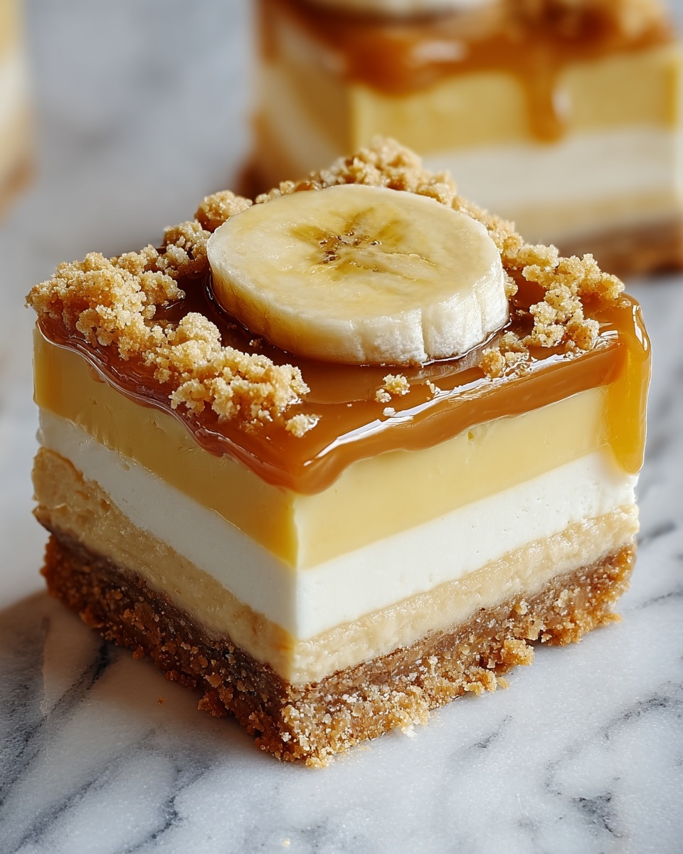 Banana Cream Cheese Bars with Caramel Sauce Recipe - Recipe Image