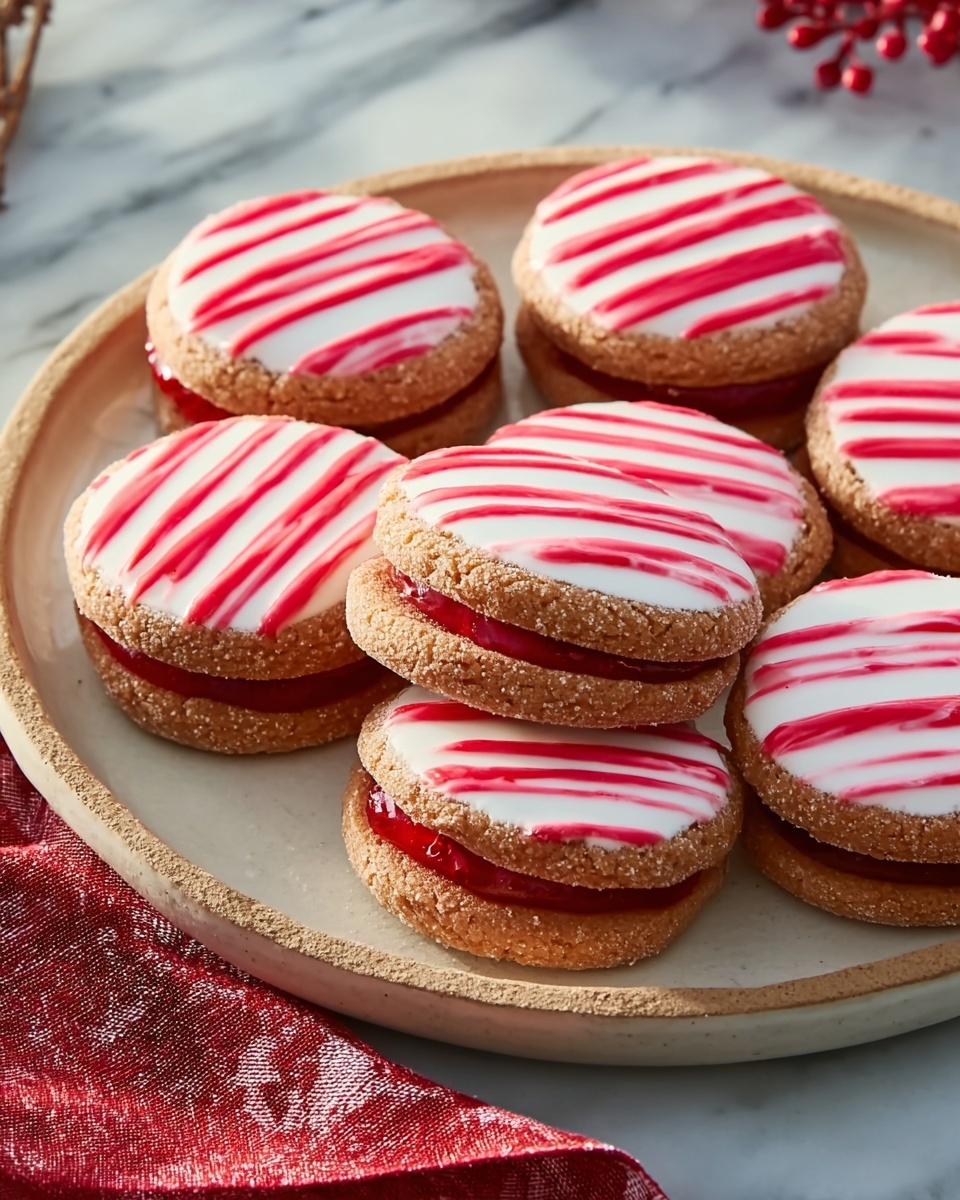 Striped Peppermint Sandwich Cookies Recipe - Recipe Image